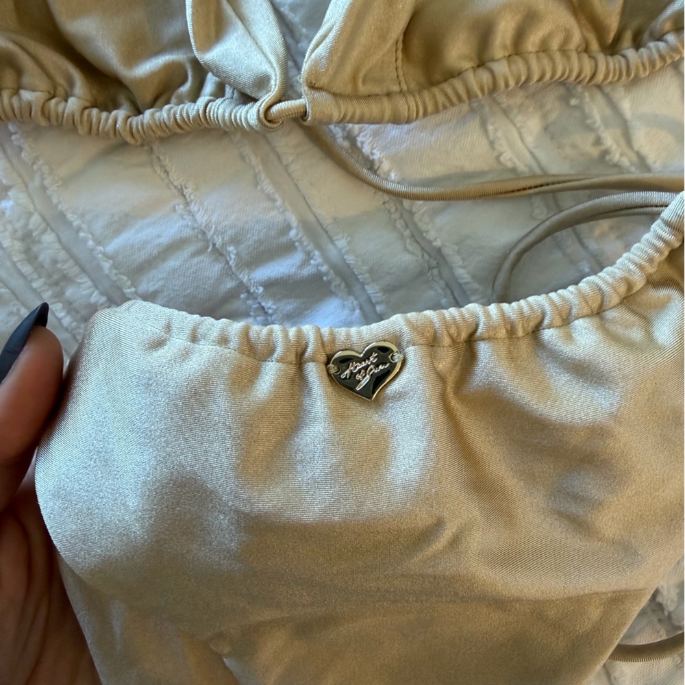 Heart of Sun Gold Wrap Bikini Top S Bottom M - Picture 5 of 6